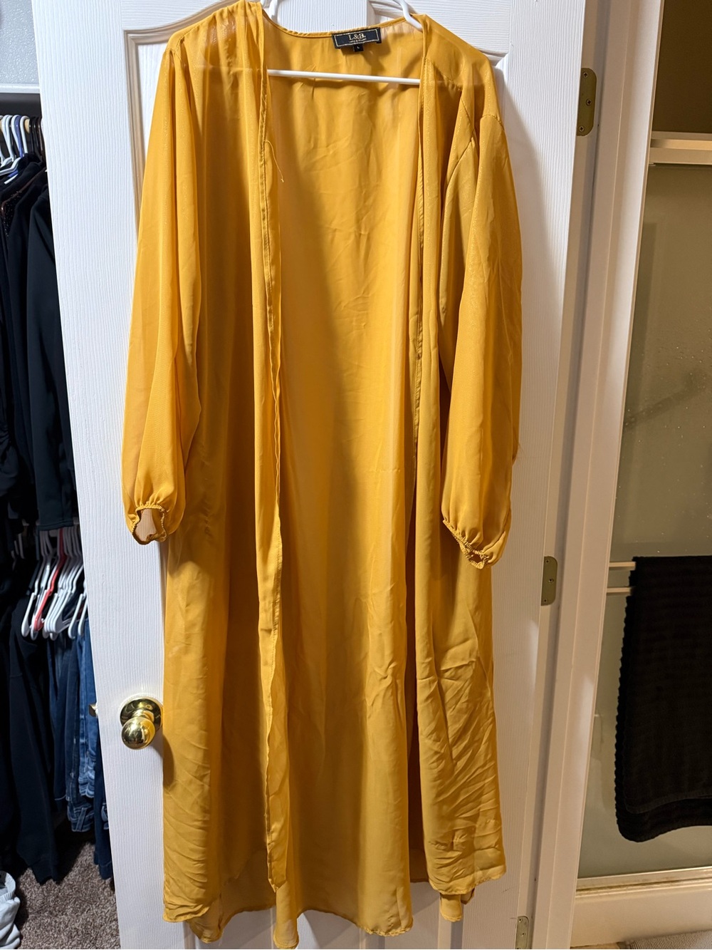 Lucky & Blessed Mustard Yellow Long Open Kimono Duster